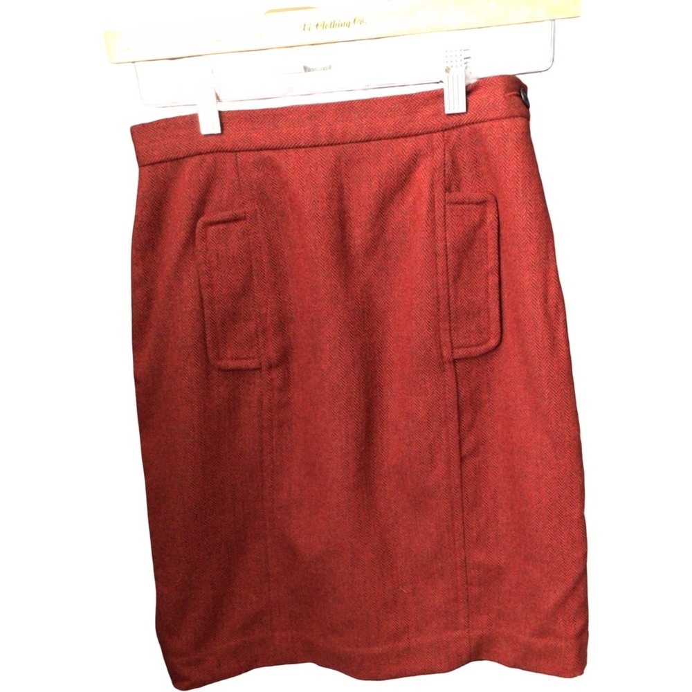Banana Republic Red Wool Pencil Skirt